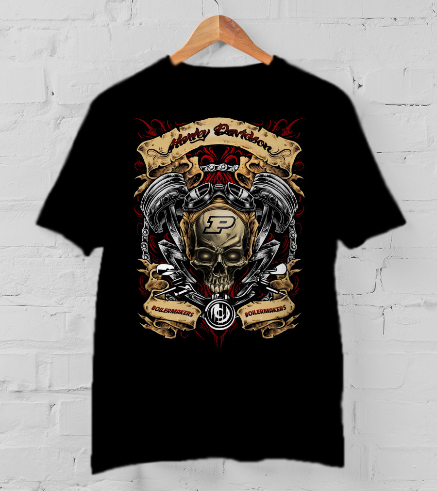 Harley Davidson Purdue Boilermakers Ncaa Skull Engine T-Shirt