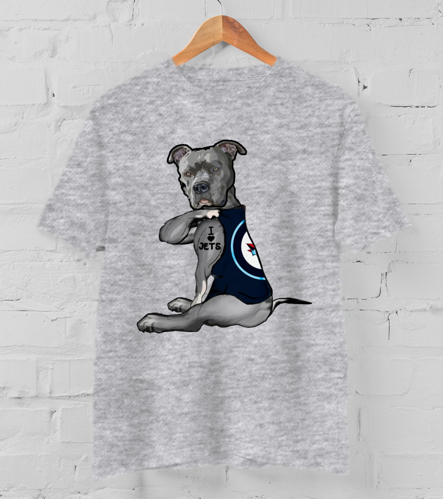 I Love Jets Pitbull Fan With Winnipeg Jets T-Shirt