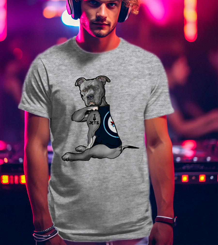 I Love Jets Pitbull Fan With Winnipeg Jets T-Shirt