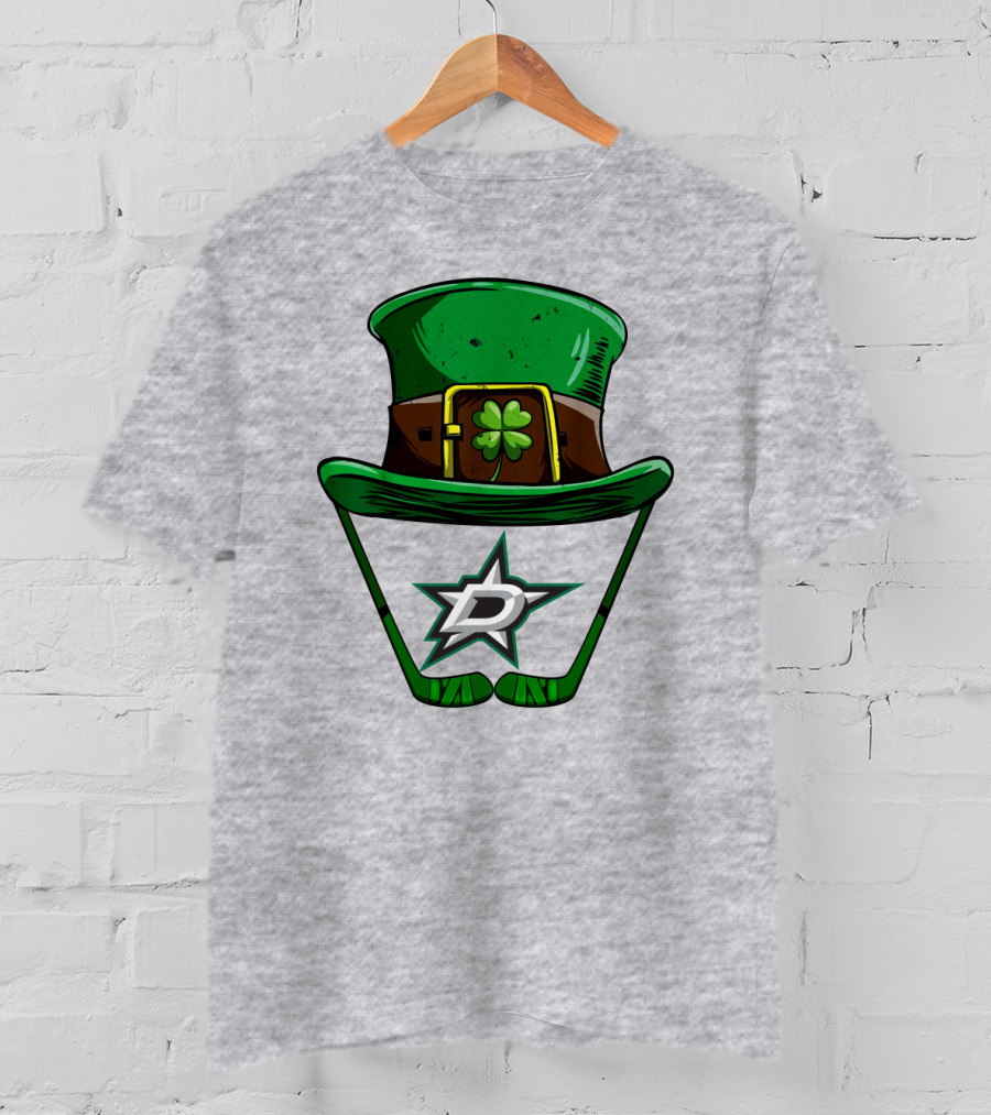 Dallas Stars Clover Hat With Hockey Sticks And Shamrock T-Shirt