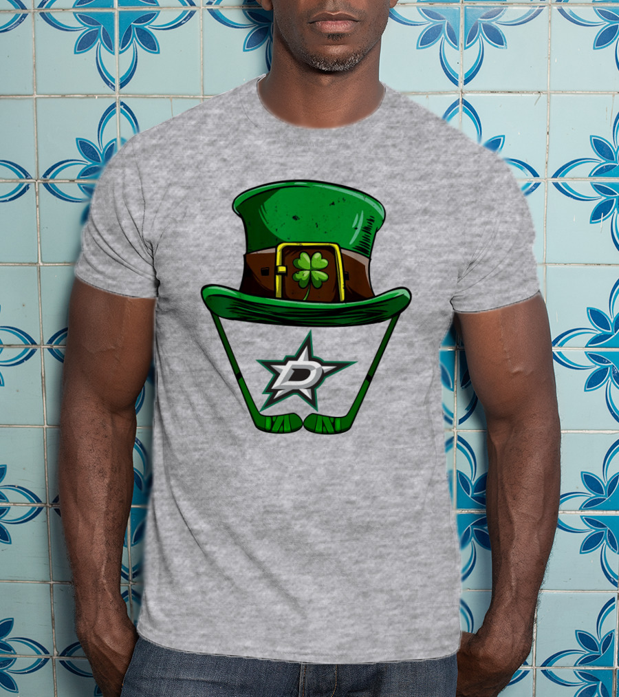 Dallas Stars Clover Hat With Hockey Sticks And Shamrock T-Shirt