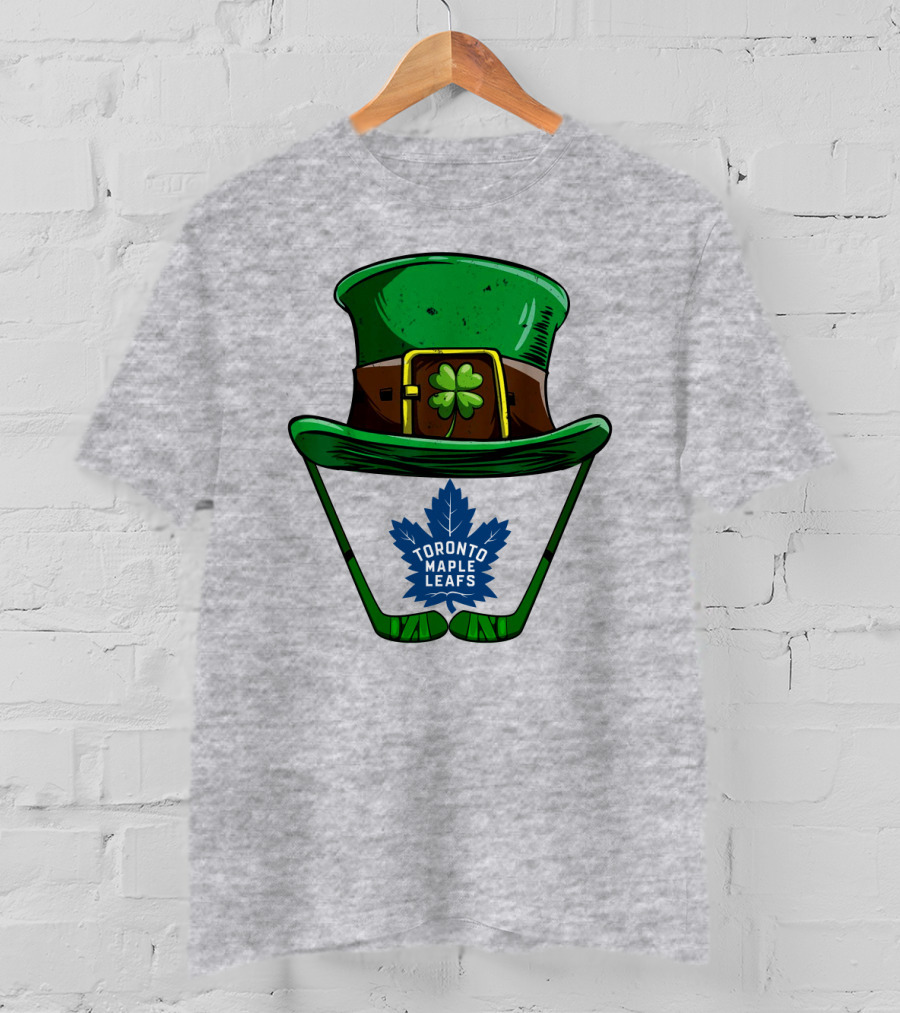 Toronto Maple Leafs St. Patrick's Day Hockey Hat And Clover T-Shirt