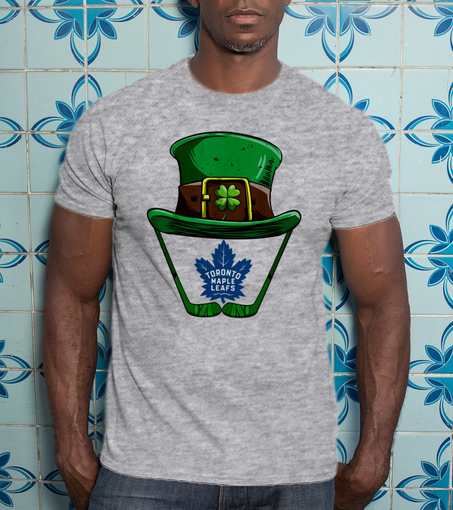 Toronto Maple Leafs St. Patrick's Day Hockey Hat And Clover T-Shirt