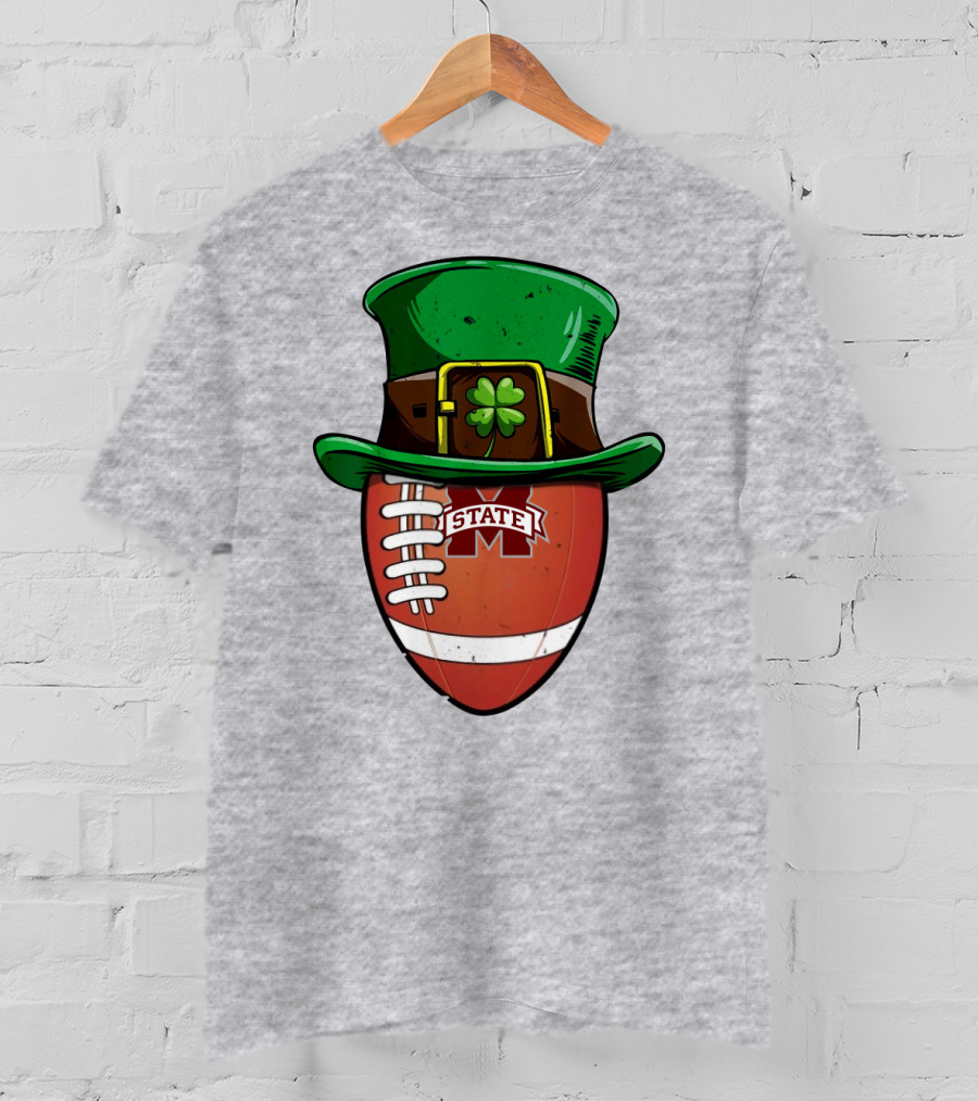 Mississippi State Bulldogs Football Leprechaun Hat Shamrock T-Shirt