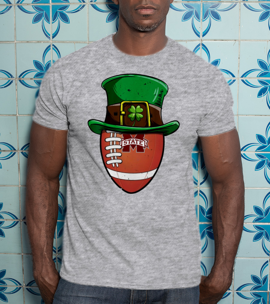Mississippi State Bulldogs Football Leprechaun Hat Shamrock T-Shirt
