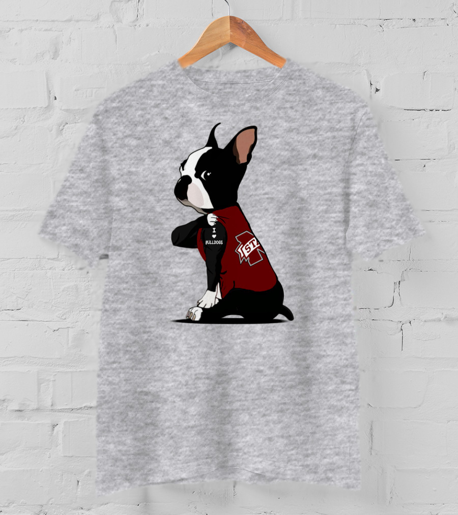 Mississippi State Bulldogs Love Boston Terrier In Jersey T-Shirt