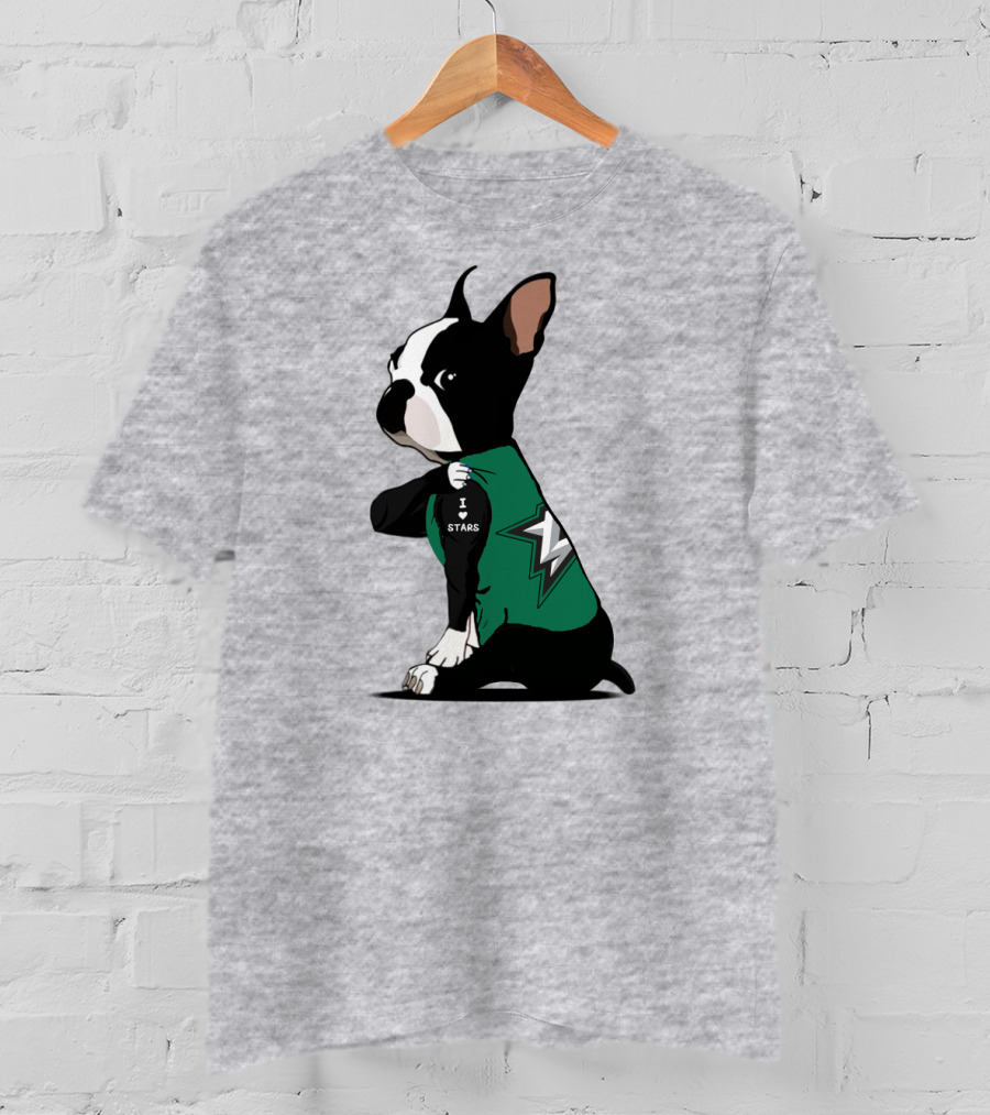 Dallas Stars Bulldog I Love Stars T-Shirt