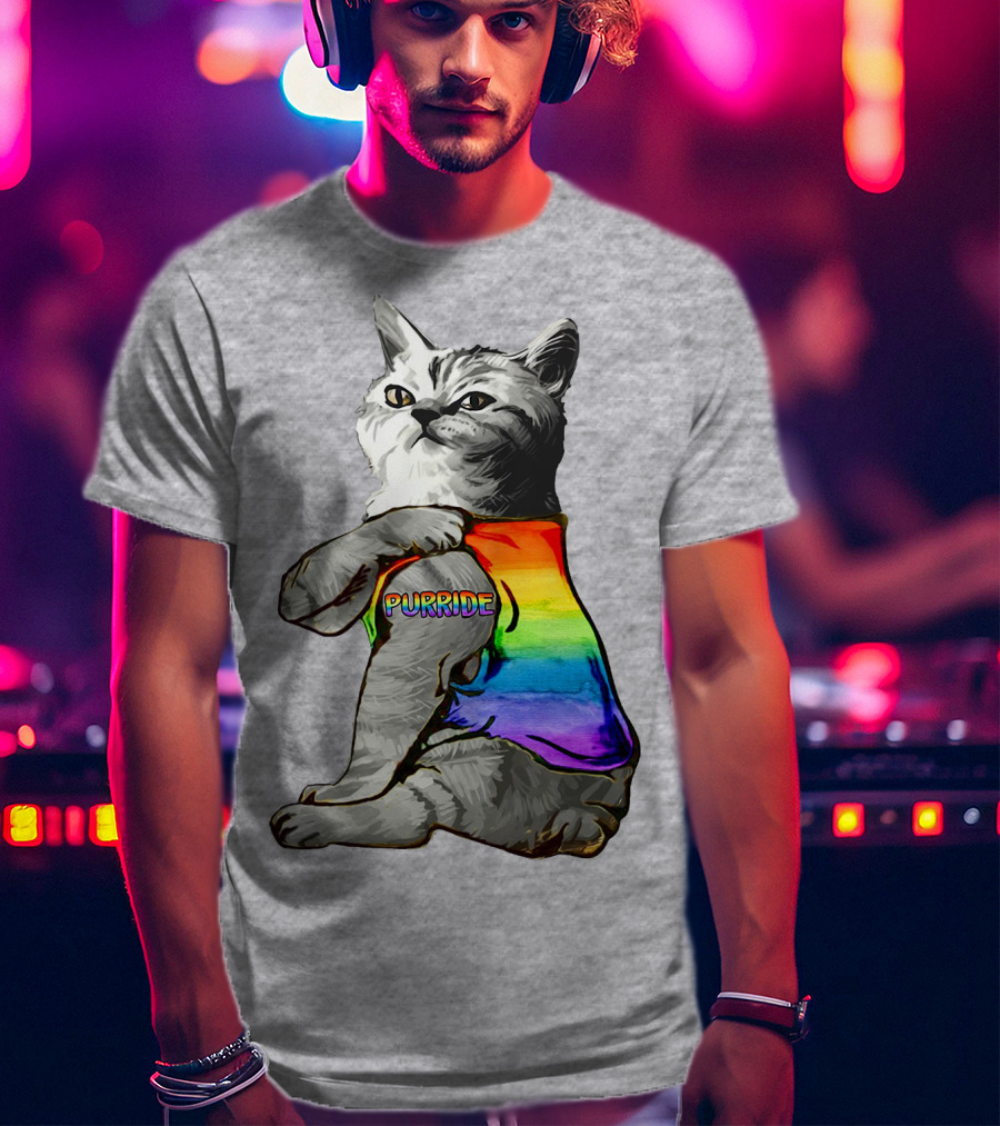 Purride Cat In Rainbow Colors T-Shirt