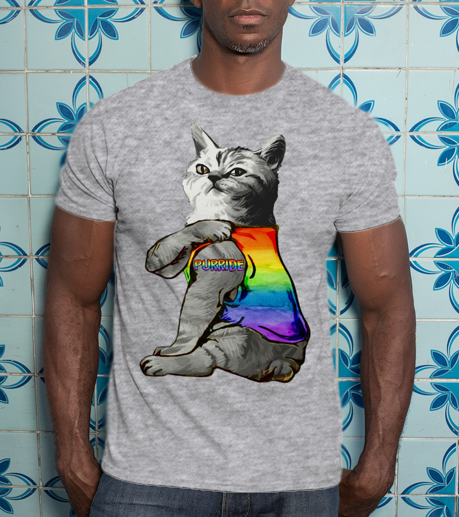 Purride Cat In Rainbow Colors T-Shirt