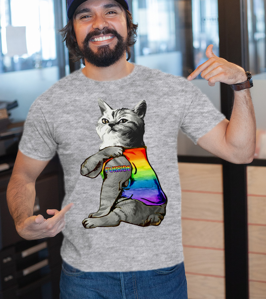 Purride Cat In Rainbow Colors T-Shirt