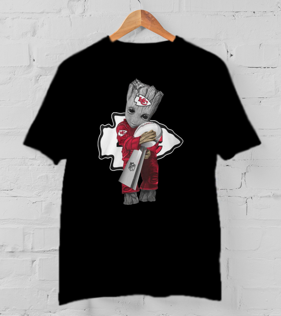 New Released Kansas City Chiefs Groot Hugging NFL Trophy Available For A Limited Time T-Shirt