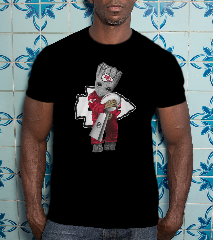 New Released Kansas City Chiefs Groot Hugging NFL Trophy Available For A Limited Time T-Shirt