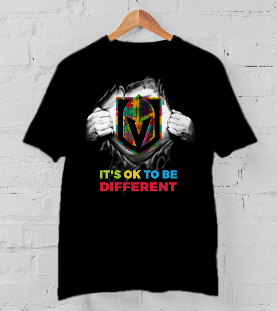 It's Ok To Be Different Autism Puzzle Vegas Golden Knights T-Shirt