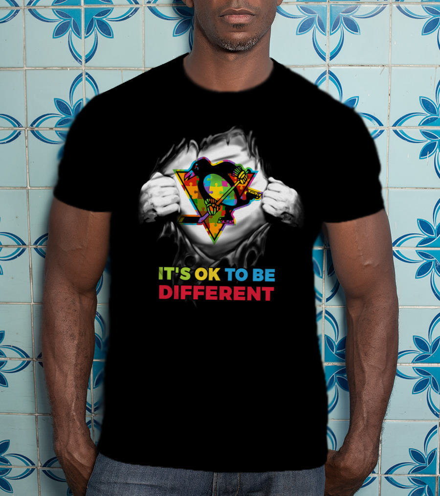 It's Ok To Be Different Autism Nhl 23 Puzzle Penguin T-Shirt