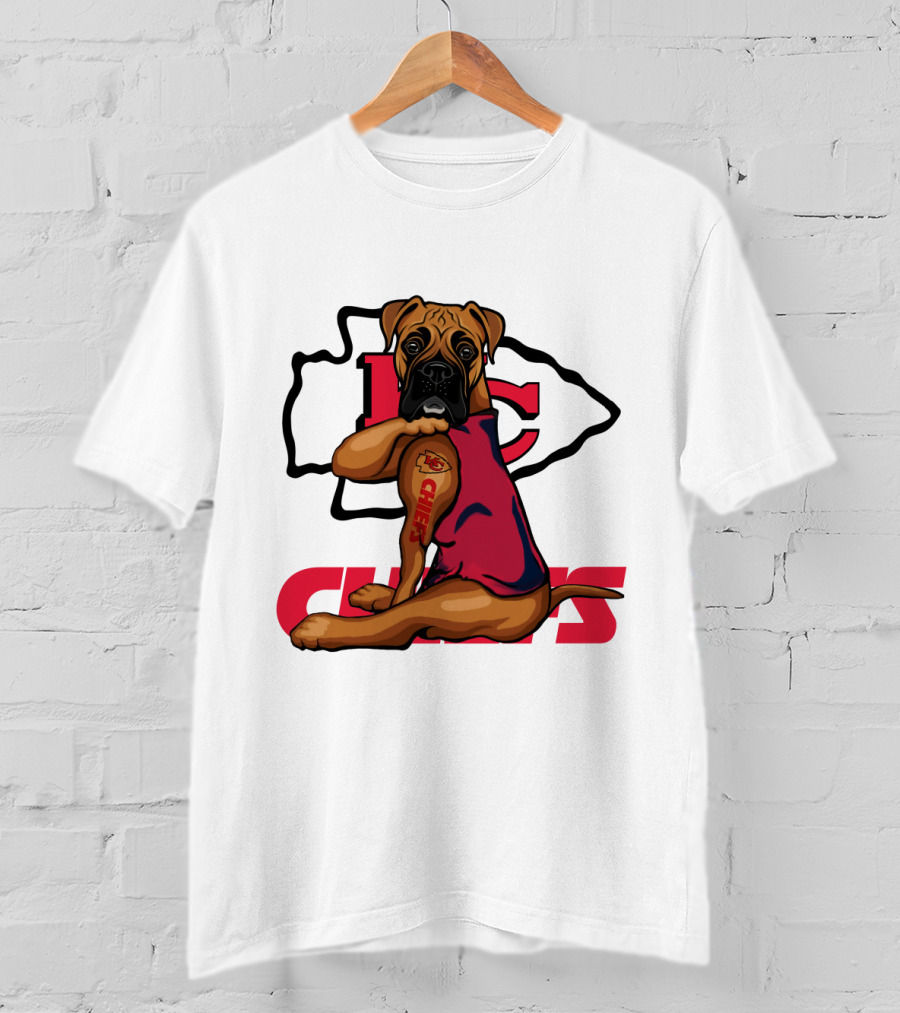 Boxer Chiefs KC Chiefs Tattoo Football Dog T-Shirt