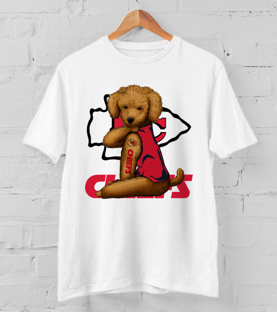 Poodle Chiefs KC Chiefs Logo Dog In Red Jersey T-Shirt