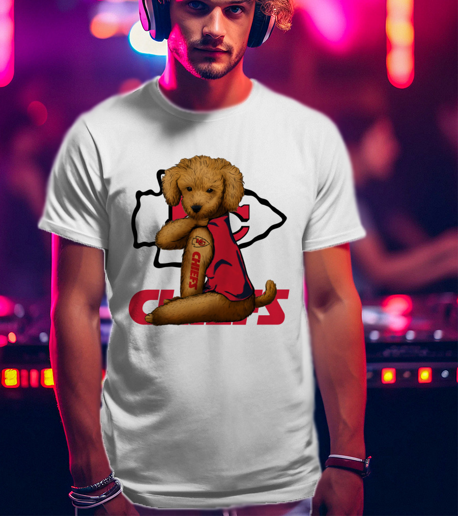 Poodle Chiefs KC Chiefs Logo Dog In Red Jersey T-Shirt