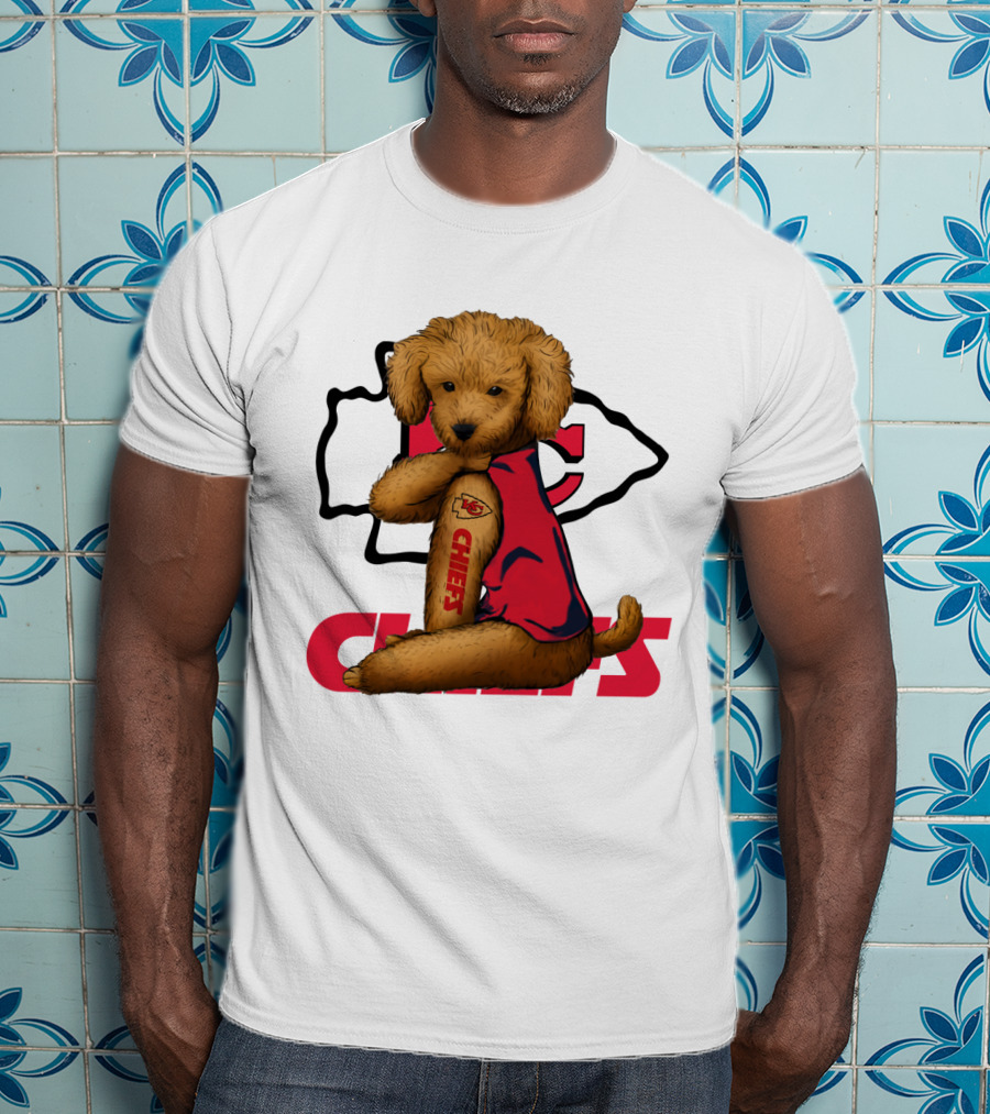 Poodle Chiefs KC Chiefs Logo Dog In Red Jersey T-Shirt