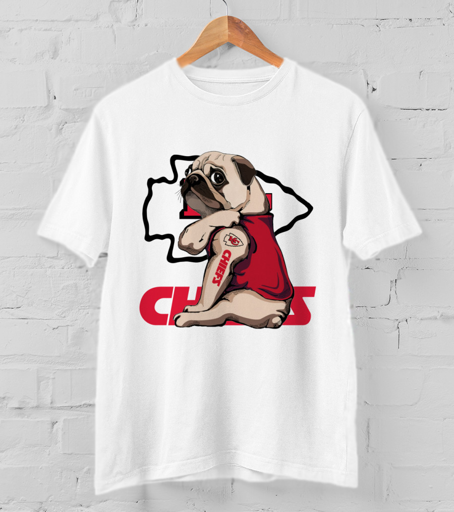 Kansas City Chiefs Pug Tattoo Fan Nfl Football T-Shirt