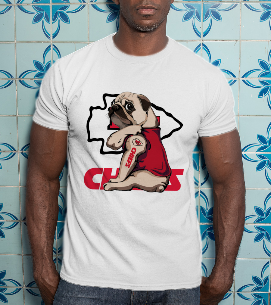 Kansas City Chiefs Pug Tattoo Fan Nfl Football T-Shirt