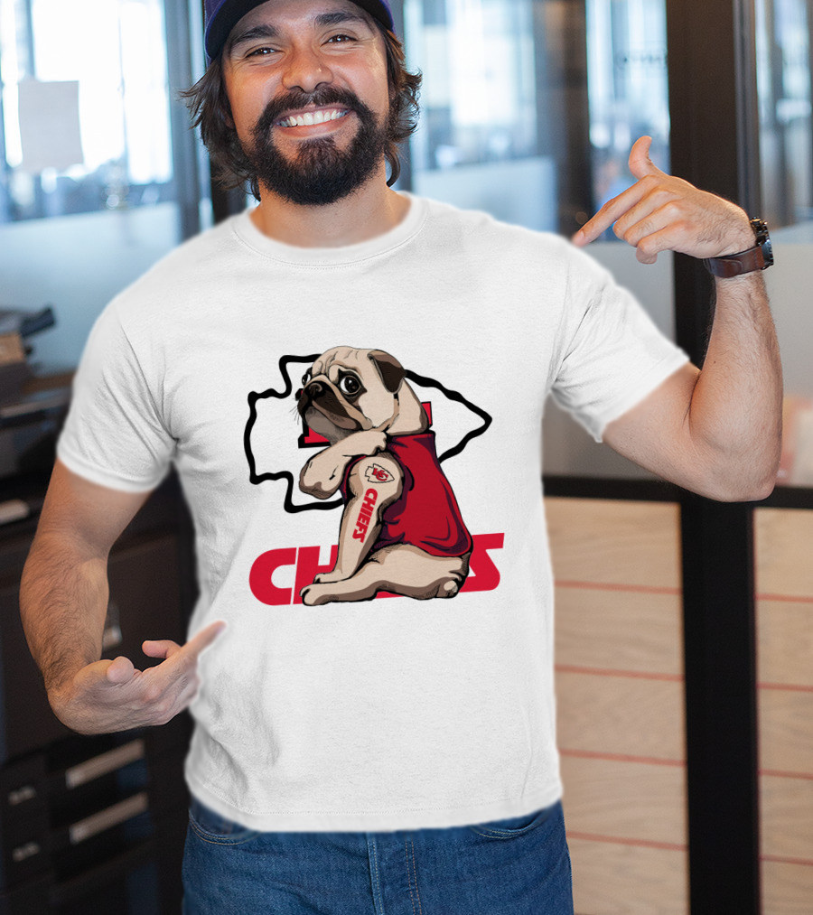 Kansas City Chiefs Pug Tattoo Fan Nfl Football T-Shirt