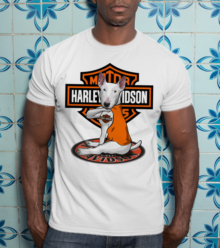 Harley Davidson Bull Terrier Mascot Motorcycles T-Shirt
