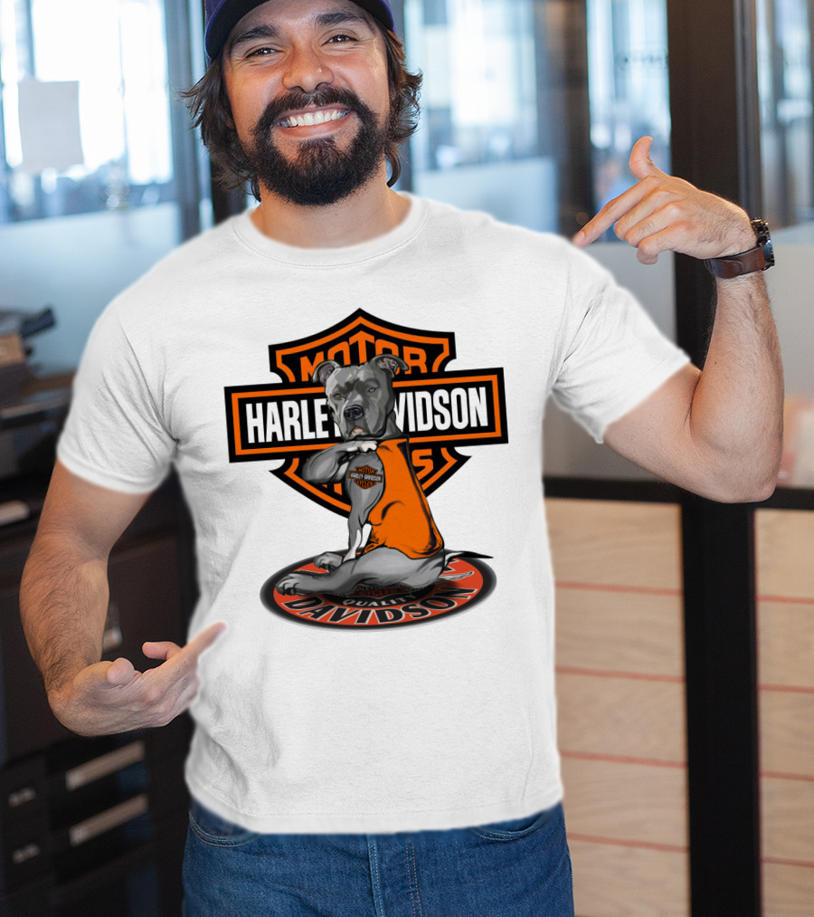 Harley Davidson Motor Cycles Pitbull Dog T-Shirt