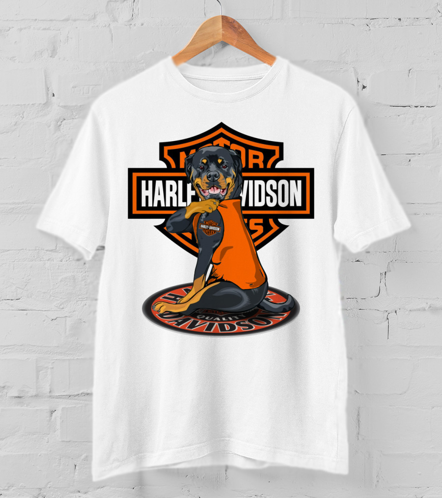 Harley Davidson Motorcycles Rottweiler T-Shirt