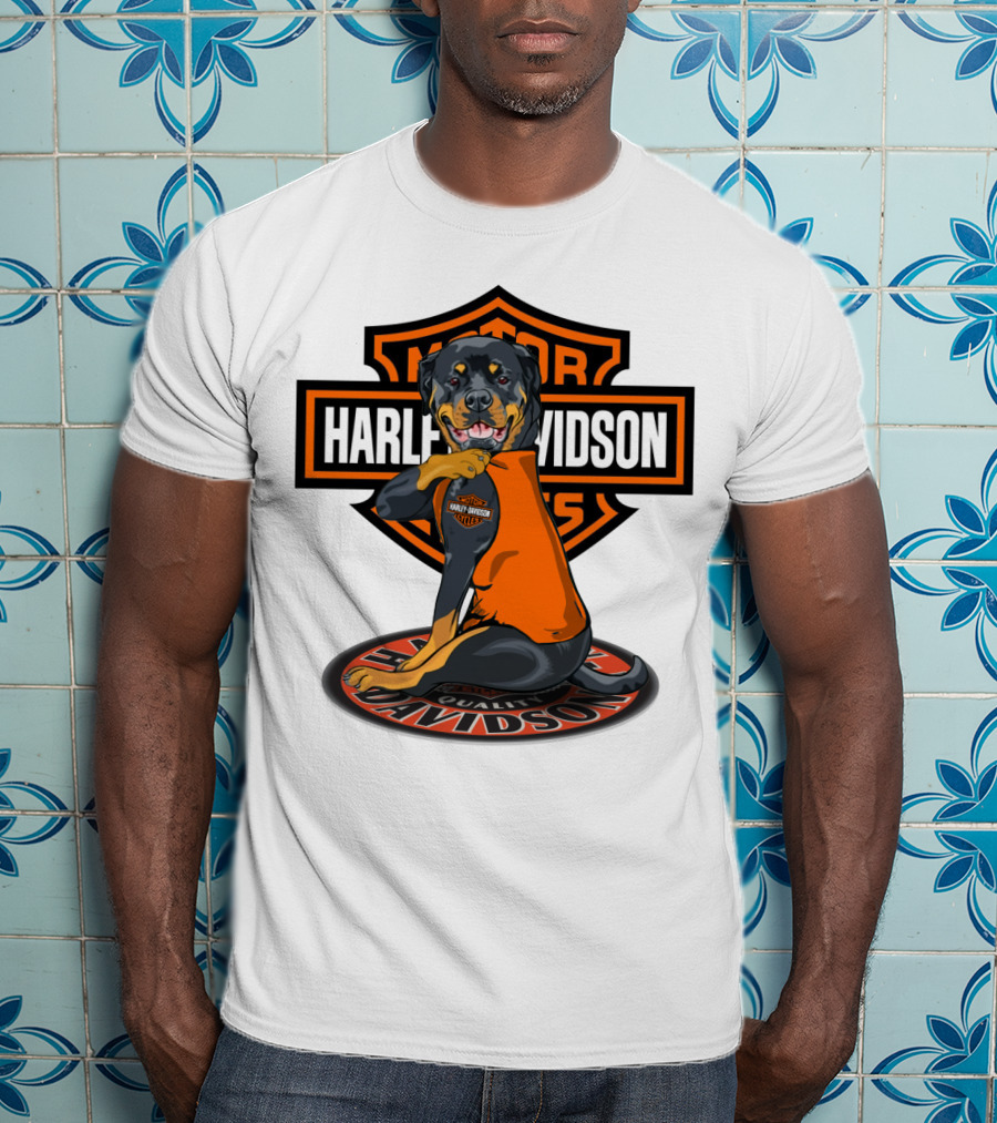 Harley Davidson Motorcycles Rottweiler T-Shirt