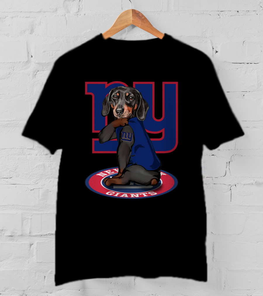 New York Giants Dachshund Ny Giants Sports Fan Football Canine T-Shirt