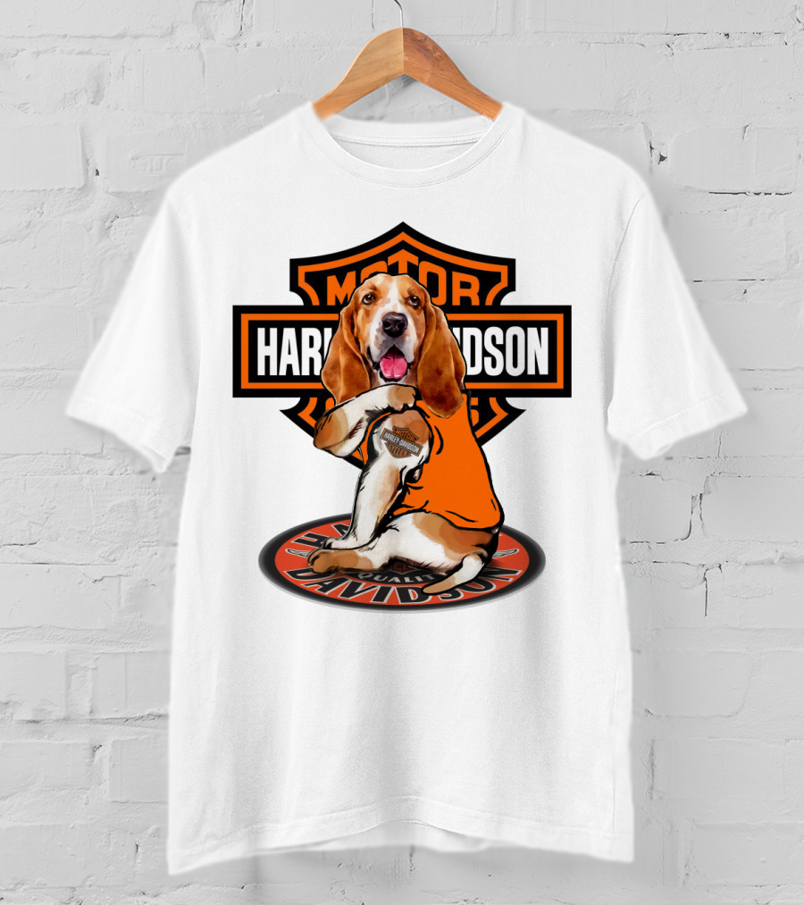 Harley Davidson Basset Hound Motor T-Shirt