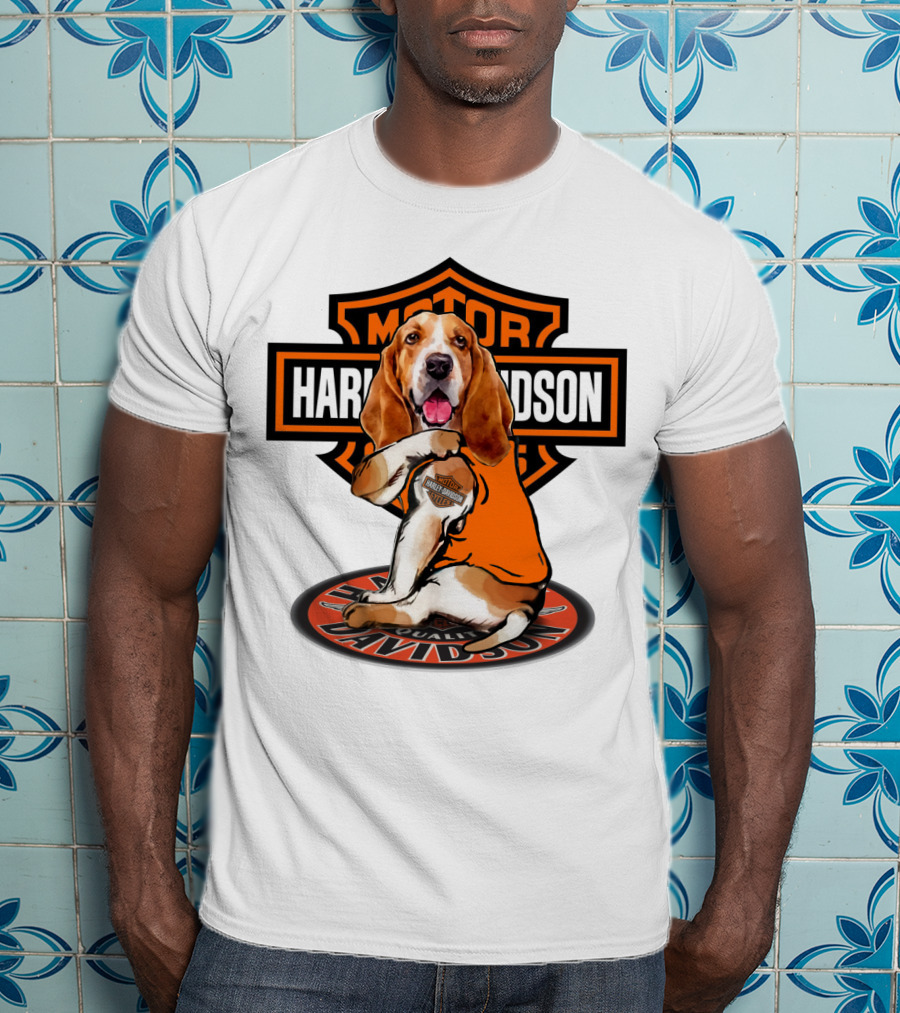 Harley Davidson Basset Hound Motor T-Shirt