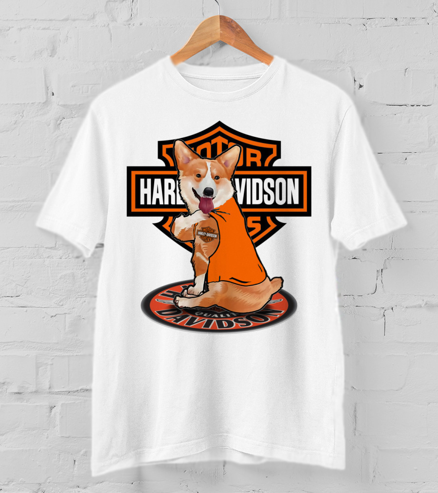Harley Davidson Motor Corgi T-Shirt