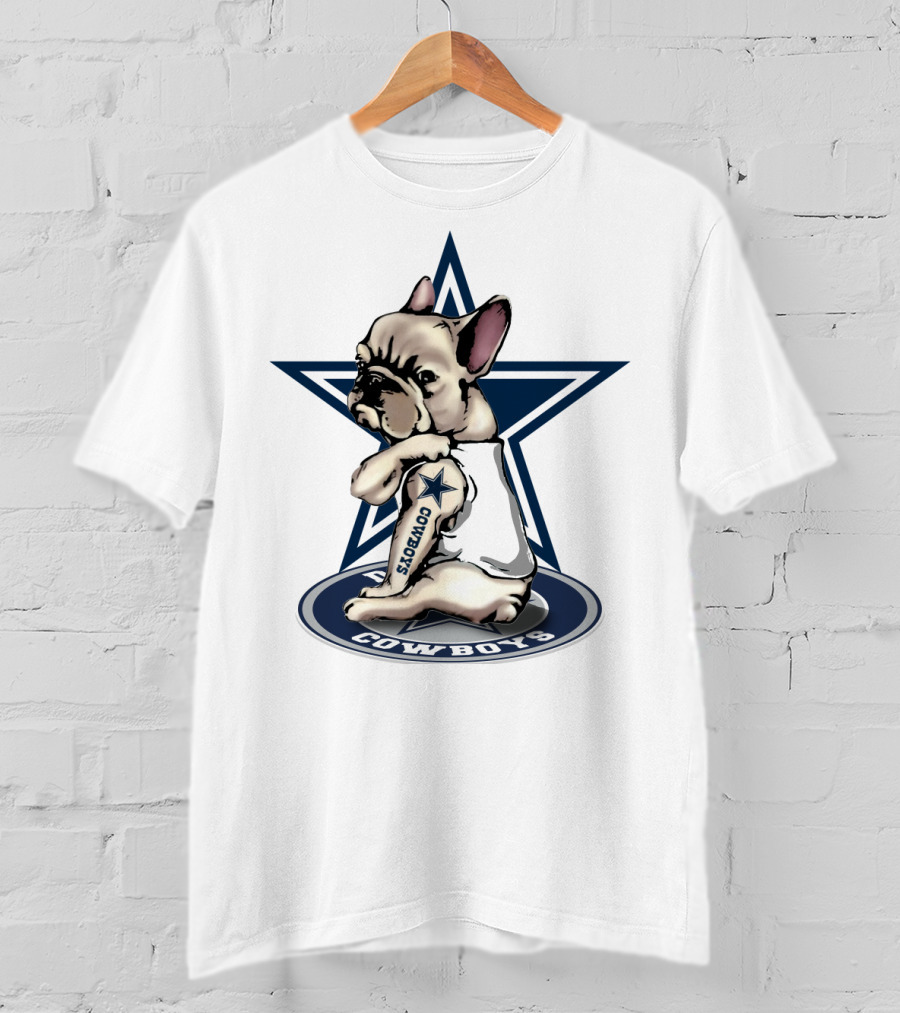 Cowboys French Bulldog Star Logo Tattoo T-Shirt