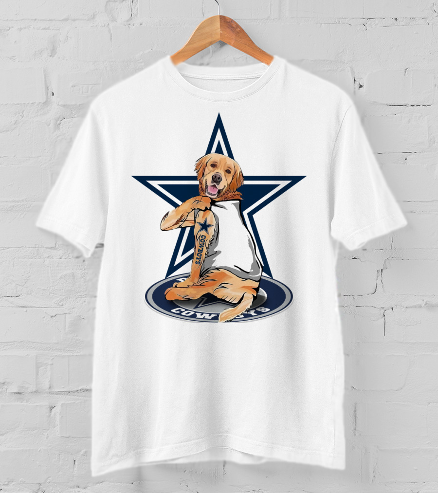 Cowboys Golden Retriever Tattoo Star T-Shirt