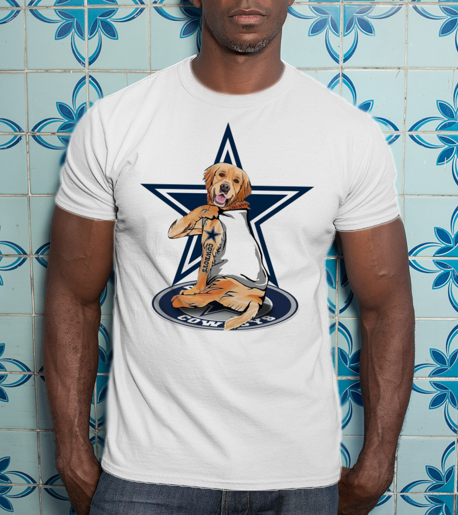 Cowboys Golden Retriever Tattoo Star T-Shirt
