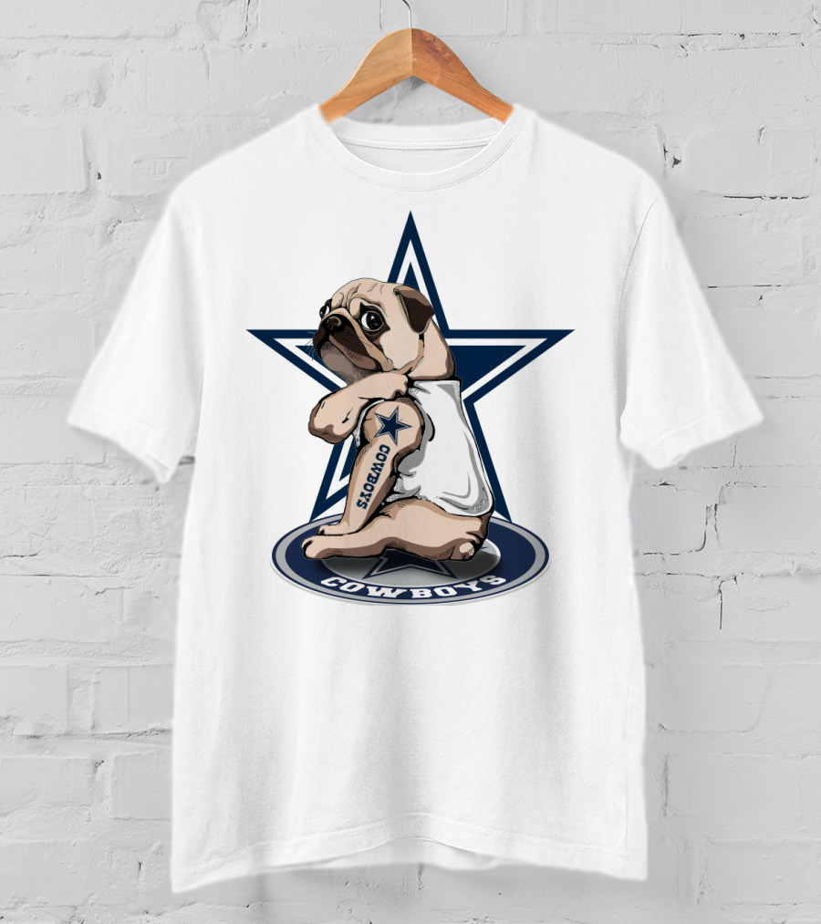 Cowboys Pug Star Logo Tattoo T-Shirt