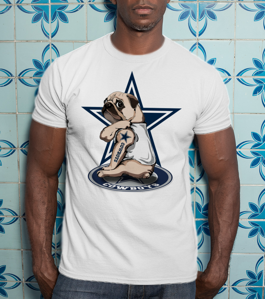 Cowboys Pug Star Logo Tattoo T-Shirt