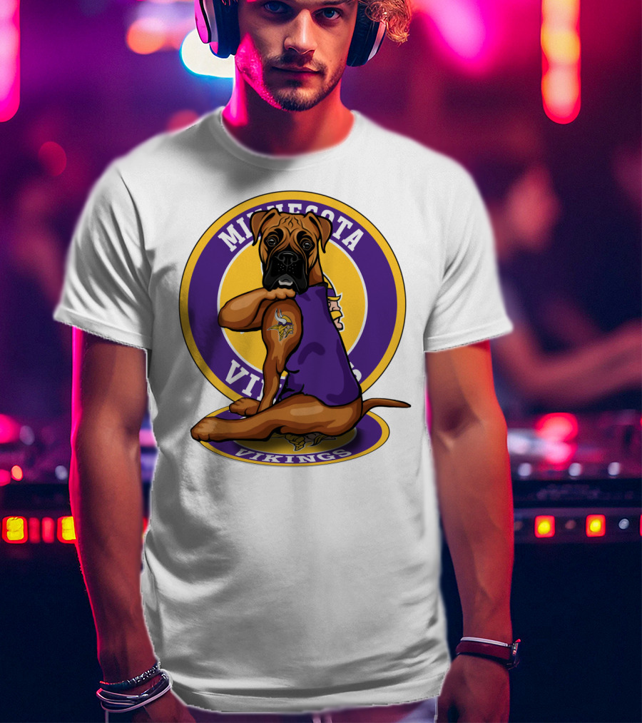 Minnesota Vikings Boxer Dog Tattoo T-Shirt