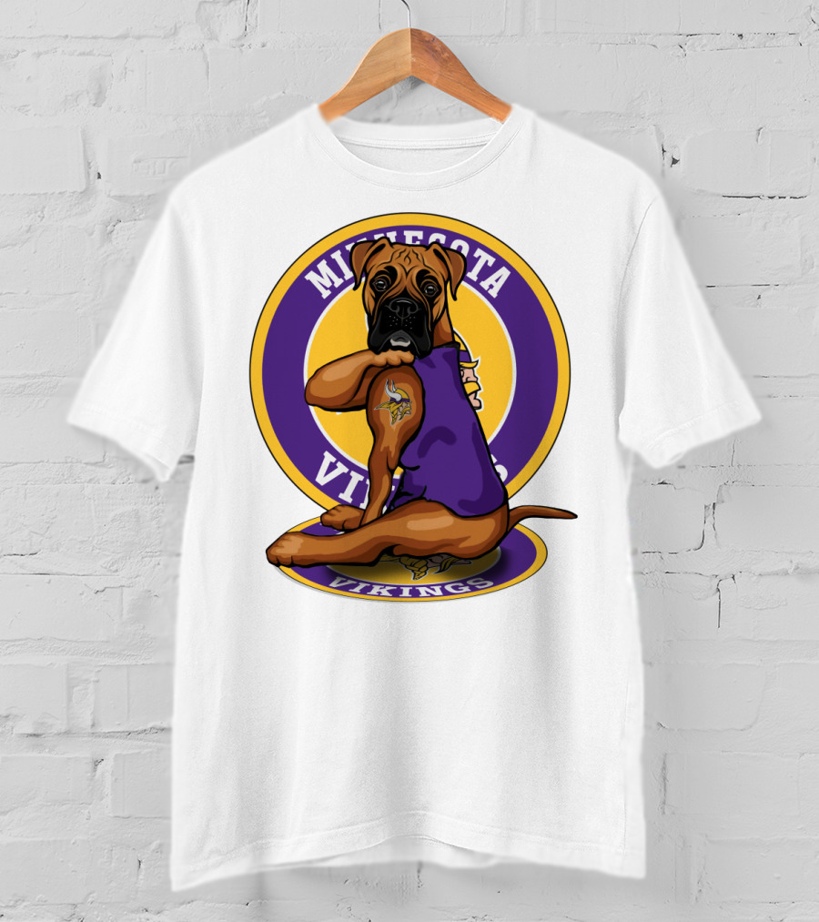 Minnesota Vikings Boxer Dog Tattoo T-Shirt
