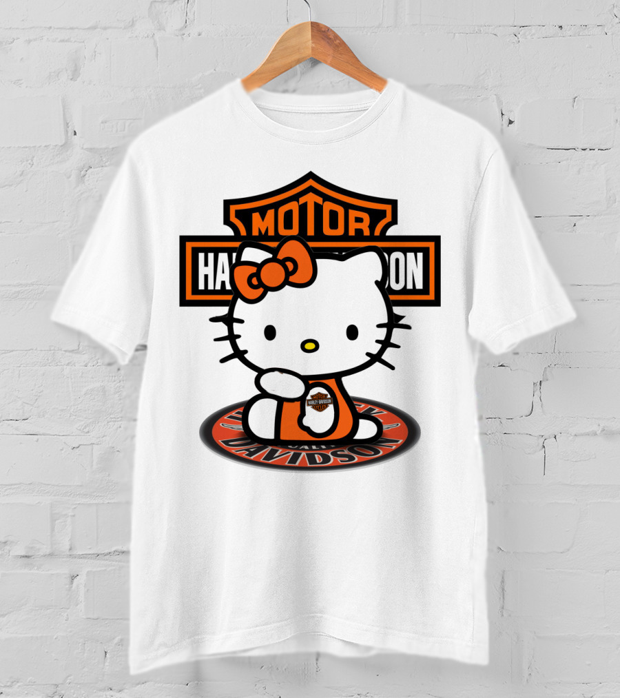 Harley Davidson Hello Kitty Motorcycles Logo Collaboration T-Shirt