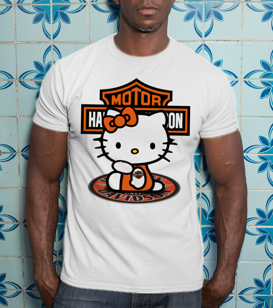 Harley Davidson Hello Kitty Motorcycles Logo Collaboration T-Shirt