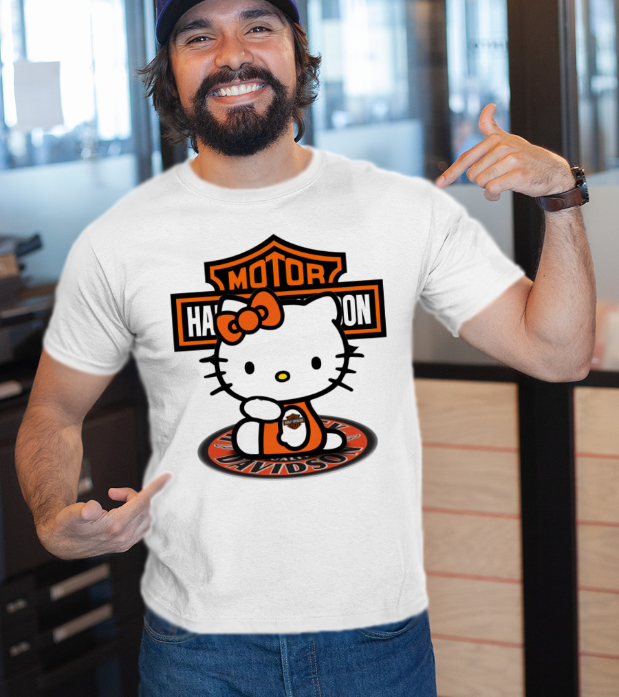 Harley Davidson Hello Kitty Motorcycles Logo Collaboration T-Shirt