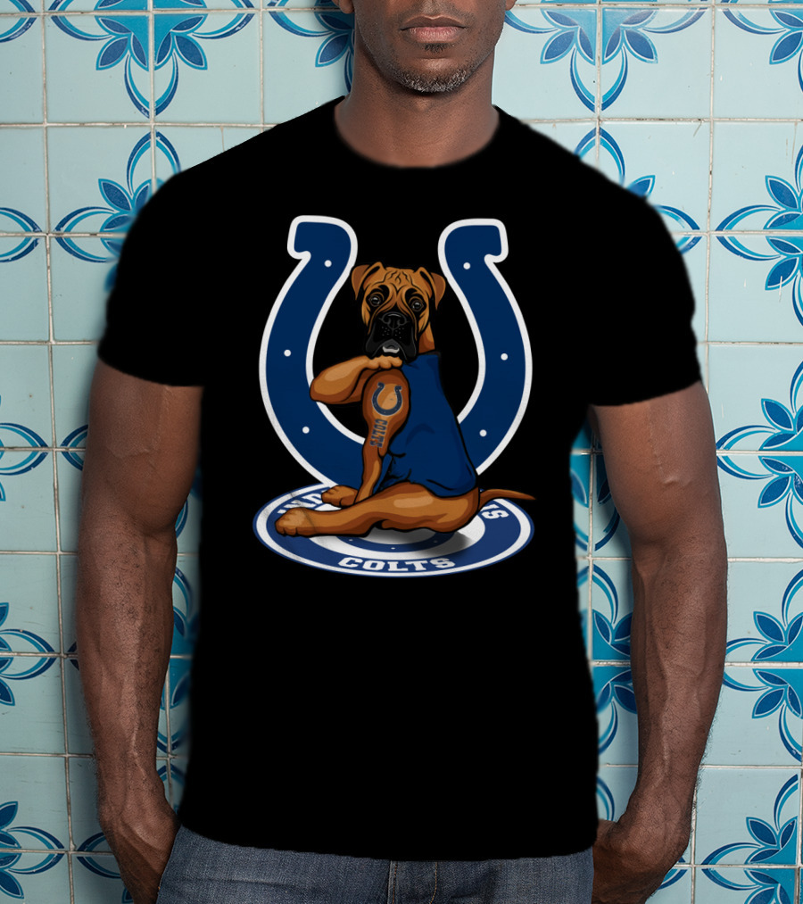 Boxer Colts Fan Dog With Horseshoe T-Shirt