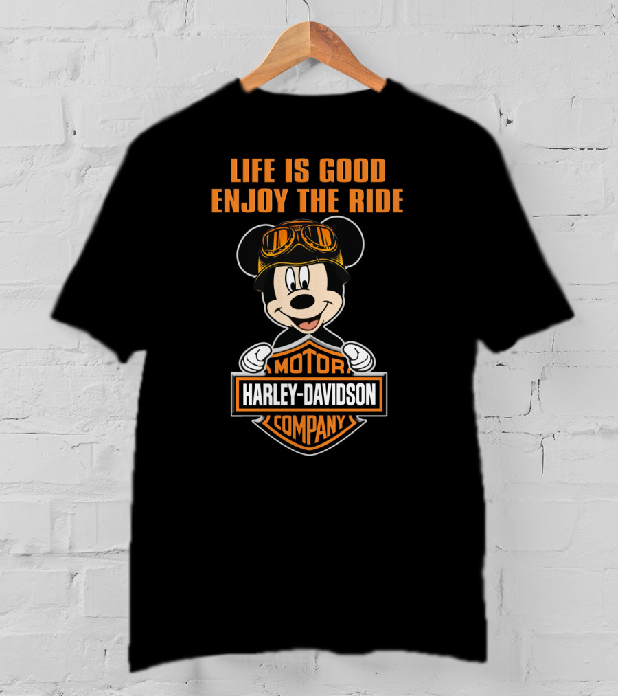 Life Is Good Enjoy The Ride Harley Davidson Mickey Mouse Motor Company T-Shirt