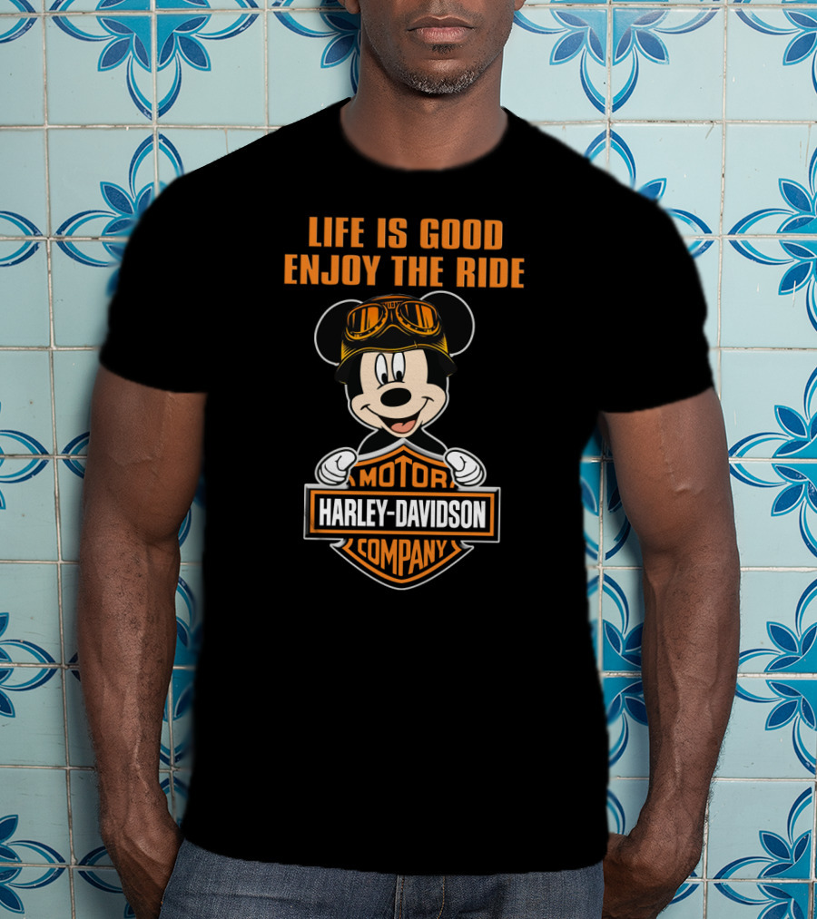 Life Is Good Enjoy The Ride Harley Davidson Mickey Mouse Motor Company T-Shirt
