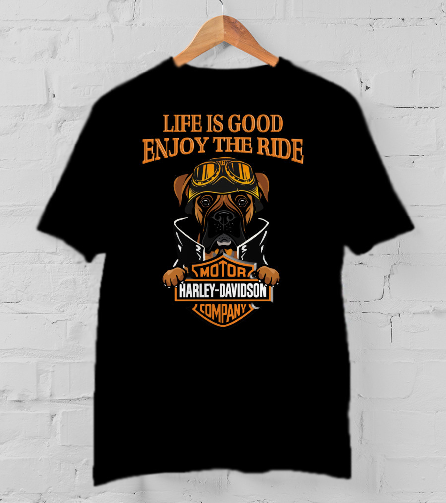 Life Is Good Enjoy The Ride Harley Davidson Boxer Motor Company T-Shirt