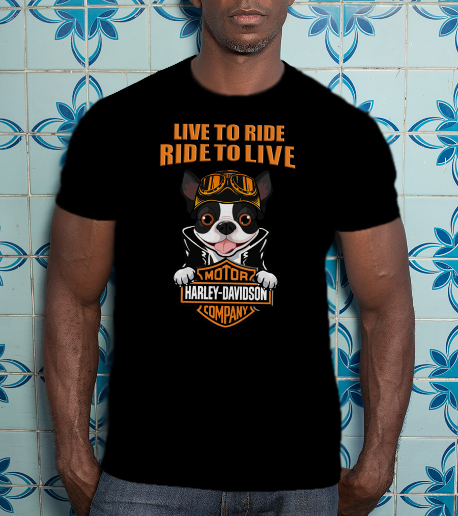 Live To Ride Ride To Live Motor Harley Davidson Company Dog With Goggles T-Shirt