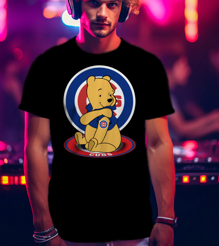Winnie The Pooh Cubs Logo Baseball Fan Crossover T-Shirt