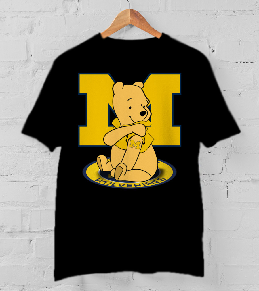 Pooh Bear Michigan Wolverines M Logo T-Shirt